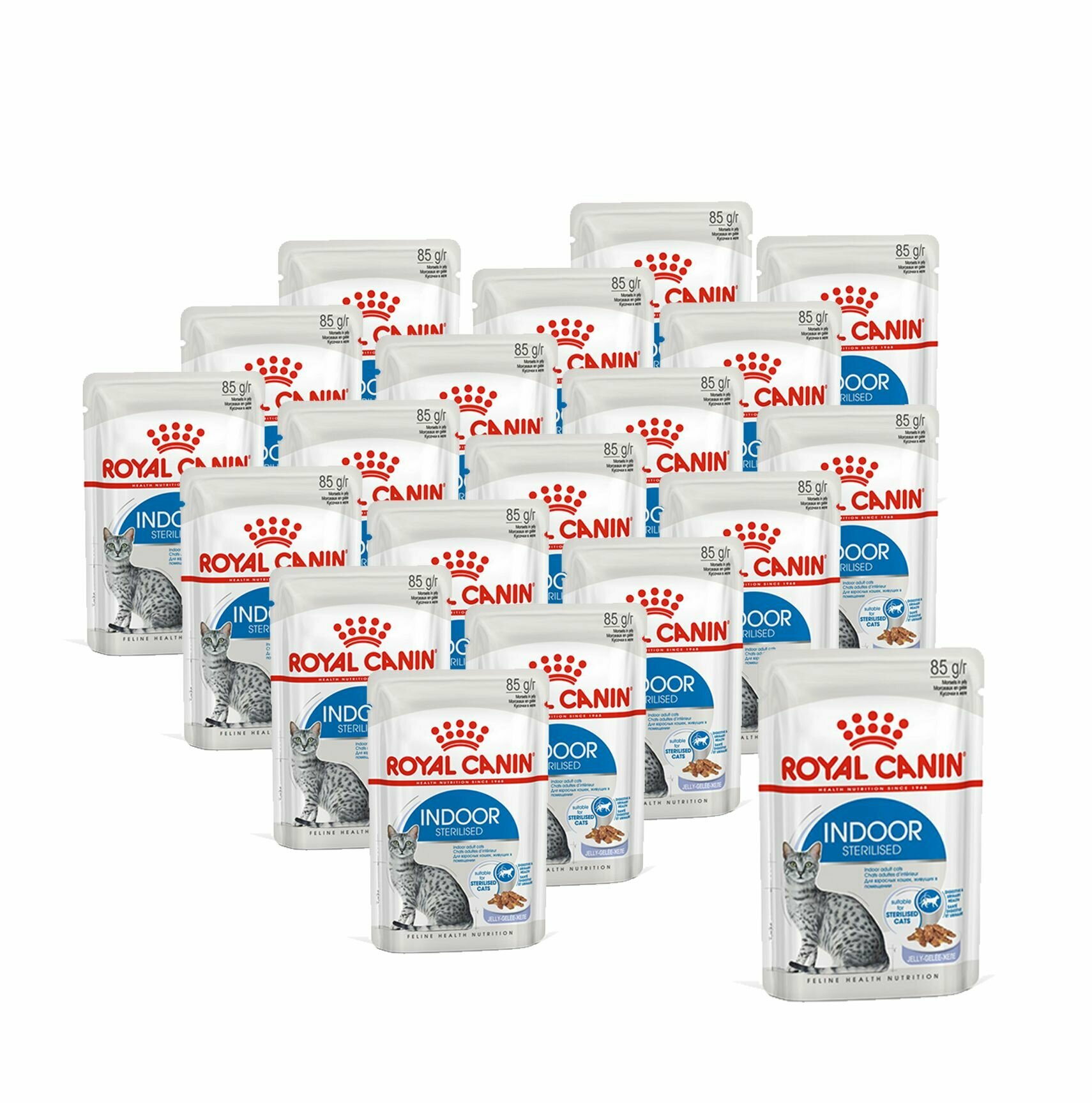 Royal Canin Indoor Sterilised для взрослых стерилизованных кошек живущих дома, кусочки в желе, 85г x 20 шт.