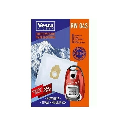 VESTA FILTER RW 04S синтетика (4 шт. + 2 фильтра) набор фильтров для пылесосов rowenta tefal moulinex 2 фильтра zr904301