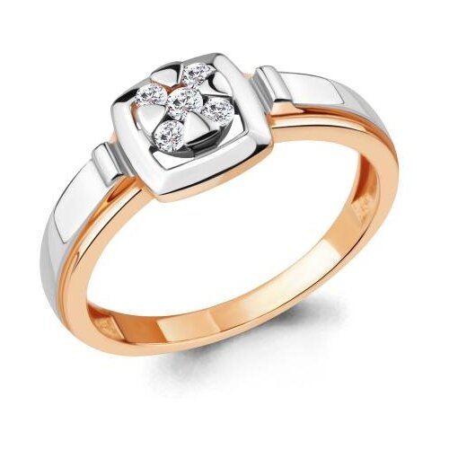 фото Кольцо из золочёного серебра aquamarine а68614а-пк с фианитом diamant-online