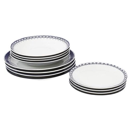 фото Набор тарелок 12 предметов (21, 22, 26 см) leander "hyggelyne /синие узоры" / 158487