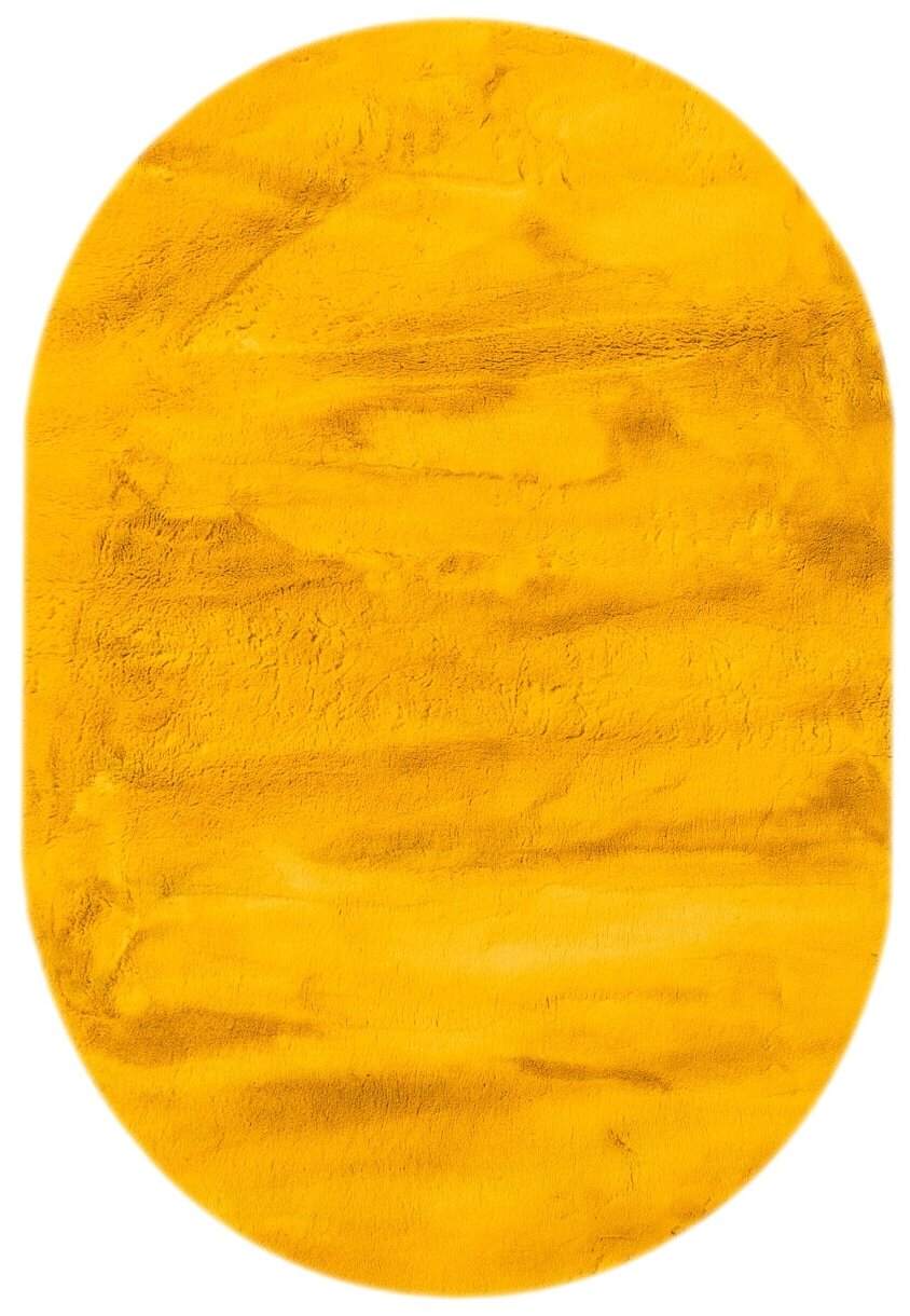 Ковер на пол 0,6 на 1,1 м в спальню, гостиную, детскую, пушистый, с длинным ворсом, жёлтый Rabbit Rex MR-445 овальный - фотография № 1