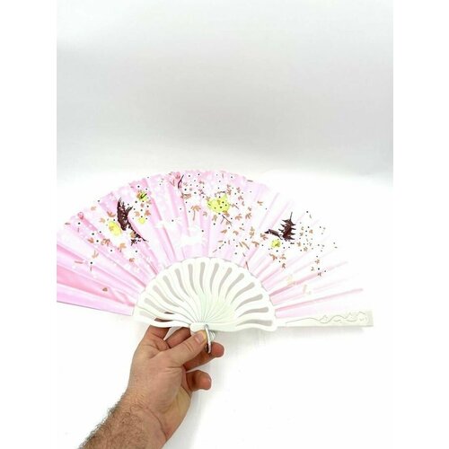 Складной веер с пластиковым основанием и рисунком 
