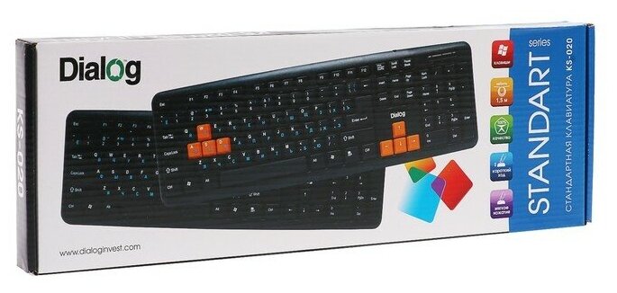 Клавиатура Dialog KS-020U, проводная, мембранная, 104 клавиши, USB, чёрно-оранжевая