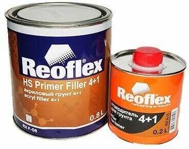 Комплект REOFLEX Акриловый грунт Filler Prime HS 4+1 RX F-06 0,8л Серый + Отвердитель для грунта 4+1 RX H-11 0,2л