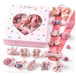 Набор резинок и заколок в коробке 18 предметов розовый - изображение