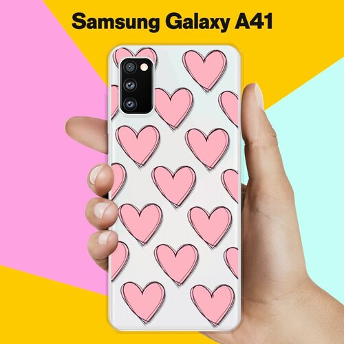 Силиконовый чехол Узор из сердец на Samsung Galaxy A41