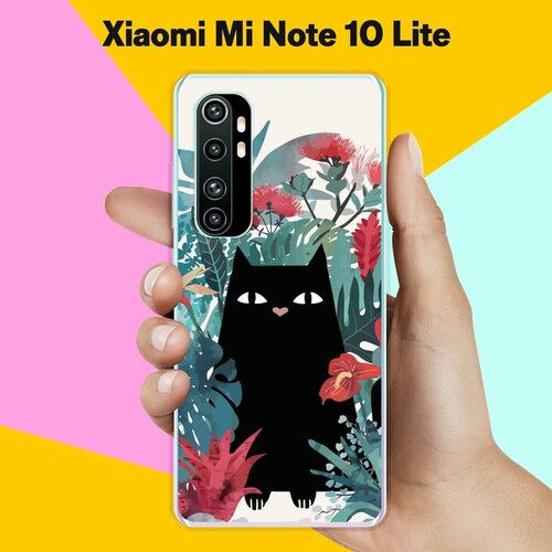 Силиконовый чехол на Xiaomi Mi Note 10 Lite Черный кот / для Сяоми Ми Ноут 10 Лайт силиконовый чехол на xiaomi mi note 10 lite авокадо для сяоми ми ноут 10 лайт