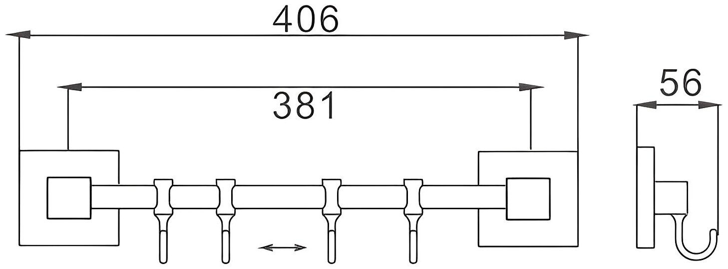 Крючок для ванной Haiba HB8615-4 4 крючка