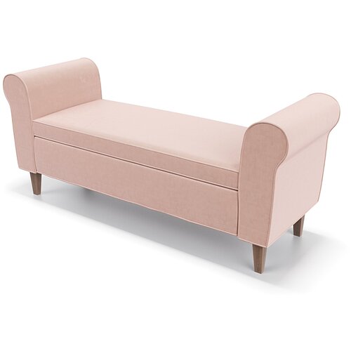 Скамья банкетка Soft Element Зельт 4 с мягким сидением, в прихожую, в спальню, замша, светло-розовый, стиль современная классика