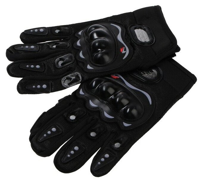 Перчатки мотоциклетные с защитными вставками, пара, размер L, черные