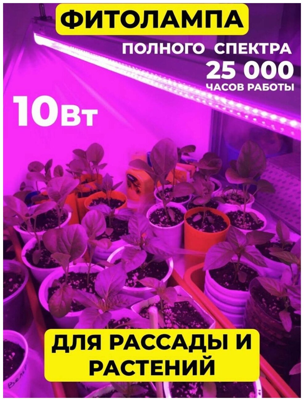 Фитолампа / Светильник DEMMAX LWL-2014-04CL для роста растений 10 Вт