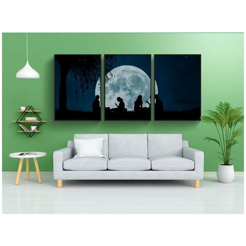 фото Набор модулных постеров для интерьера "луна, пространство, ночь" 60x90 см. в тубусе, без рамки lotsprints