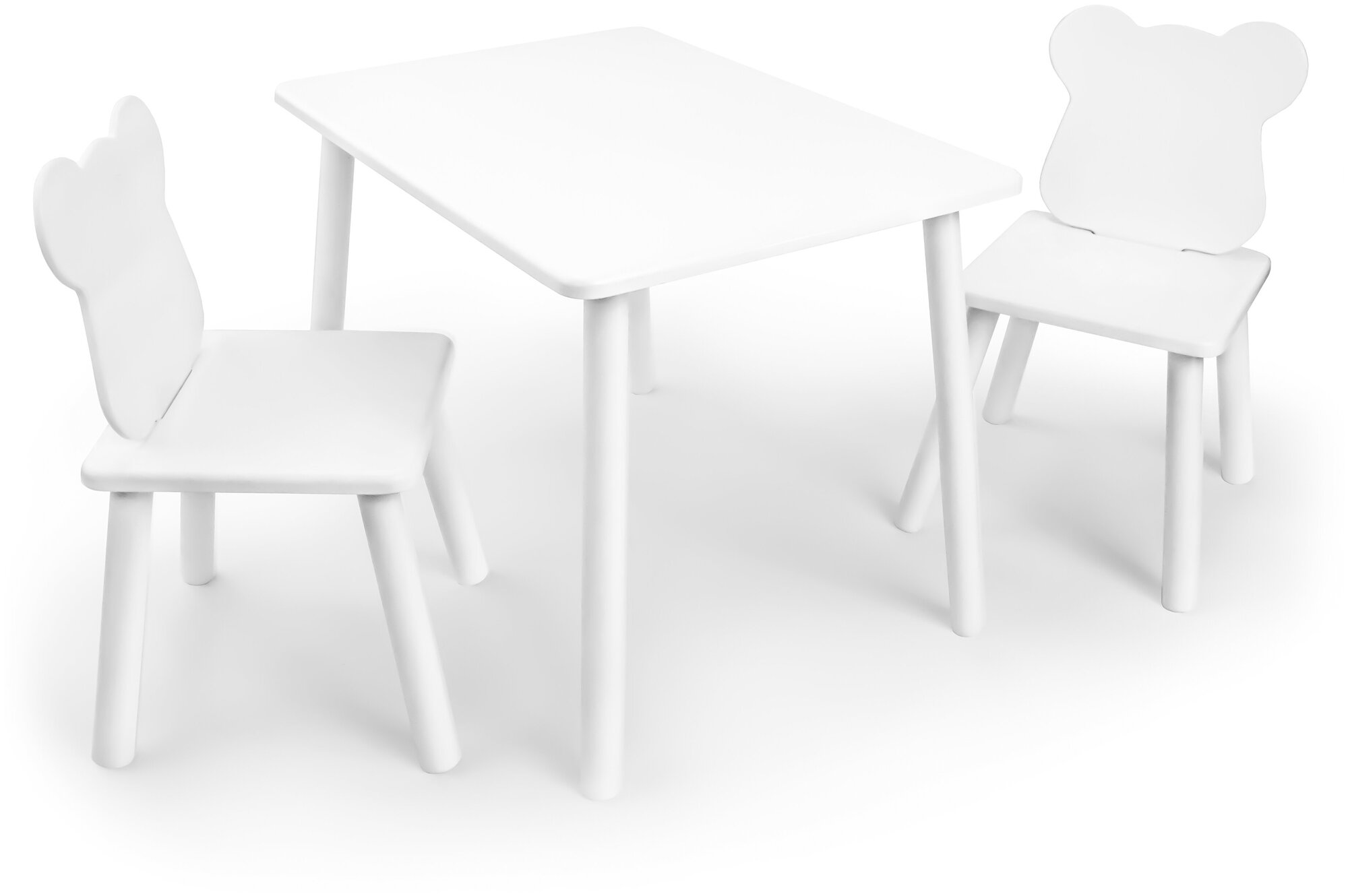 Детский комплект стол и два стула «Мишка» Rolti Baby (белый/белый, массив березы/мдф) - фотография № 3