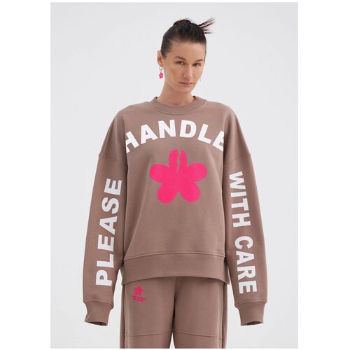 Свитшот удлиненный HANDLE WITH CARE какао Onesize