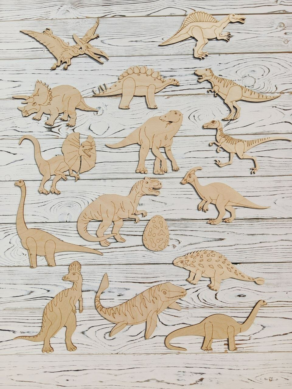 Динозавры. Фигурки для раскрашивания из дерева. Раскраски динозавры.
