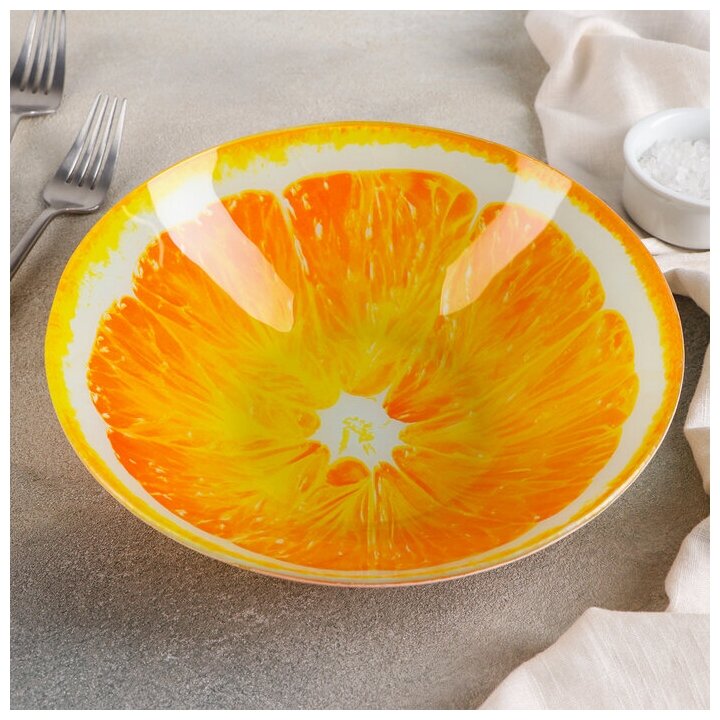 Доляна Салатник стеклянный Доляна «Сочный апельсин», 920 мл, 22×5 см