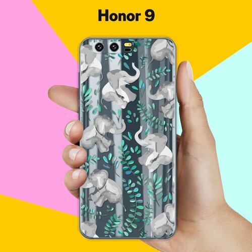 Силиконовый чехол на Honor 9 Узор из слонов / для Хонор 9 силиконовый чехол узор из слонов на honor 10