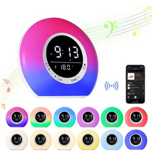 Многофункциональная дизайн-колонка Rapture Kisonli Q6B Будильник Ночник Термометр BT FM-радио Громкая связь MicroSD MP3 USB AUX RGB Белая 349000₽