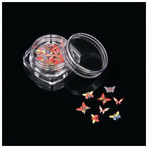Пайетки для ногтей бумажные бан Бабочки 3D микс пакет QF 5084514