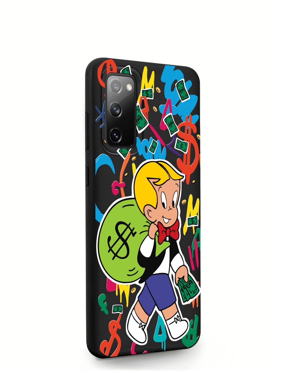 Черный силиконовый чехол для Samsung Galaxy S20 FE Monopoly Richie Rich/ Монополи Богатенький Риччи для Самсунг Галакси С20 ФЕ Противоударный