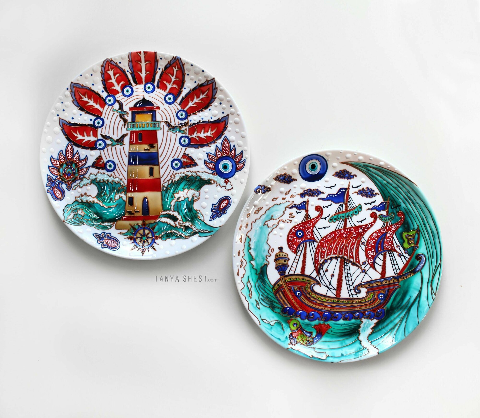 Набор из 2 тарелок "Турецкое побережье" в морском стиле Настенный декор