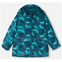 Куртка Reima демисезонная, манжеты, регулируемые манжеты, карманы, капюшон, съемный капюшон, водонепроницаемость, мембрана, ветрозащита, светоотражающие элементы, подкладка, утепленная, размер 104, зеленый, синий