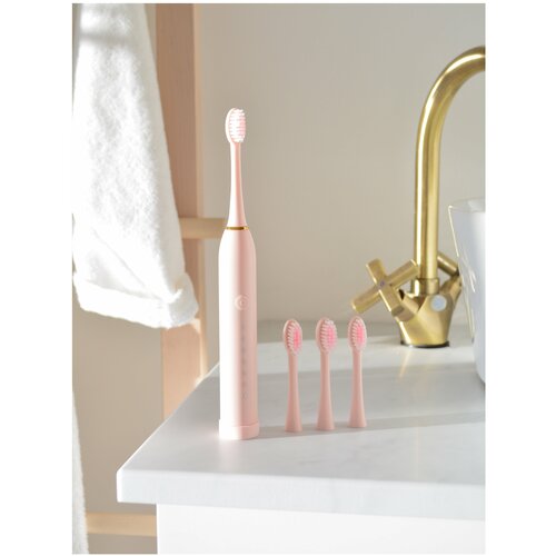 Электрическая зубная щетка SONIC X3 4 насадки 35000 колебаний в минуту 5 режимов вибрации розовая 69900₽