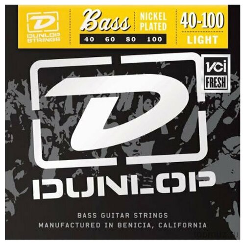 DUNLOP DBS Stainless Steel Bass Light 40-100 струны для 4-струнной бас-гитары dunlop electric bass stainless steel light dbs40100 40 100 струны для бас гитары