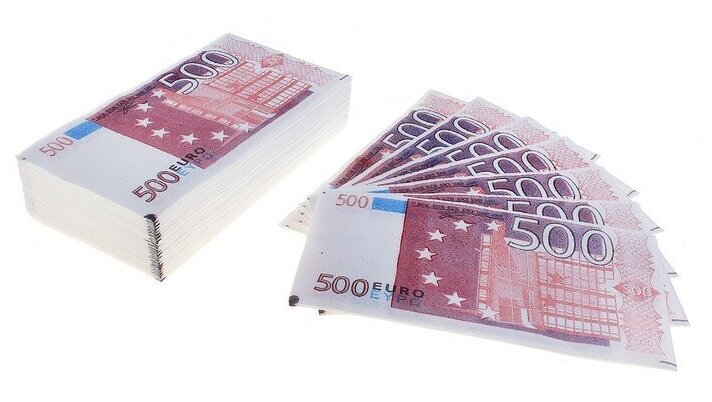 Сувенирные салфетки "500 евро", 2-х слойные, 25 листов, 33х33 см 287926