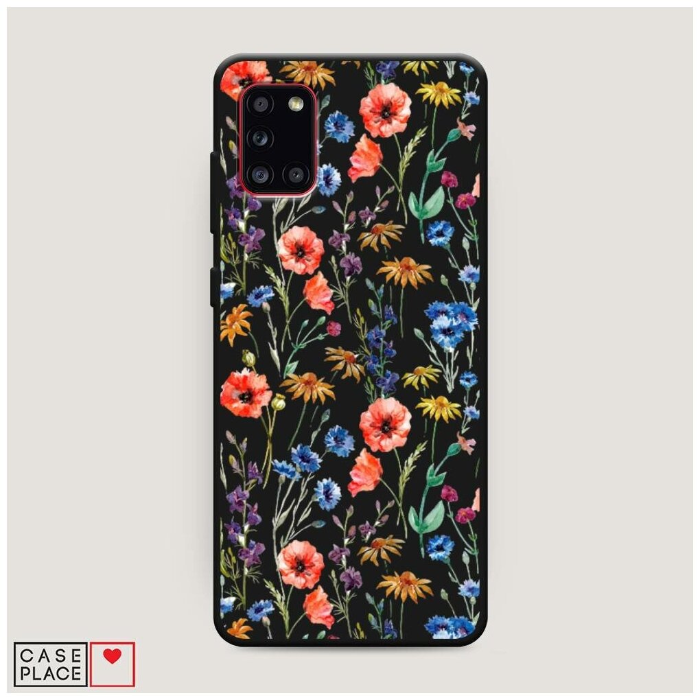 Матовый силиконовый чехол "Маки и васильки фон" на Samsung Galaxy A31 / Самсунг Галакси А31