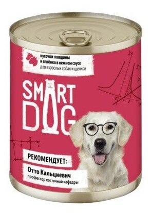 Консервы Smart Dog для взрослых собак и щенков кусочки говядины и ягненка в нежном соусе 400г