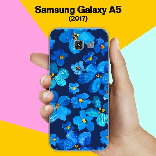 Силиконовый чехол на Samsung Galaxy A5 (2017) Синие цветы / для Самсунг Галакси А5 2017 силиконовый чехол милый лось розовая акварель на samsung galaxy a5 2017 самсунг галакси а5 2017