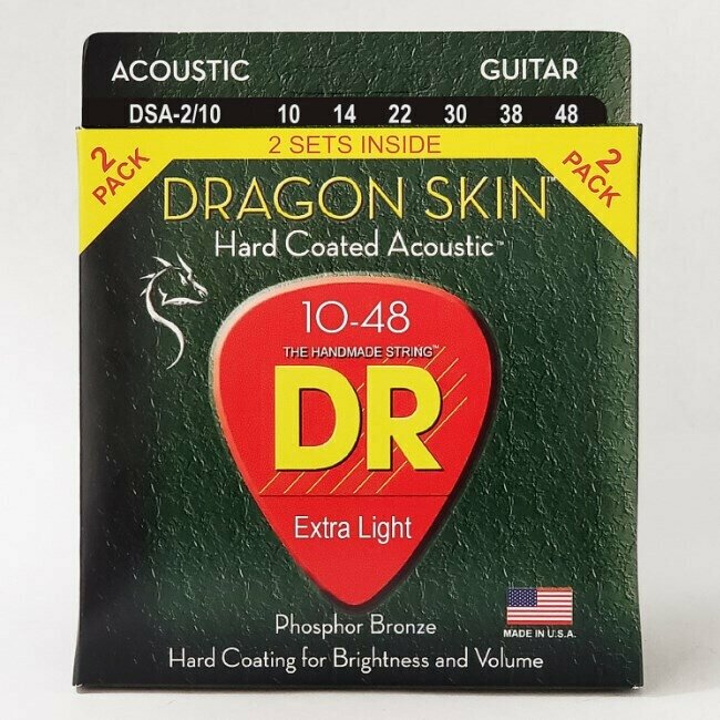 DR DSA-2/10 DRAGON SKIN 2 комплекта струн для акустической гитары