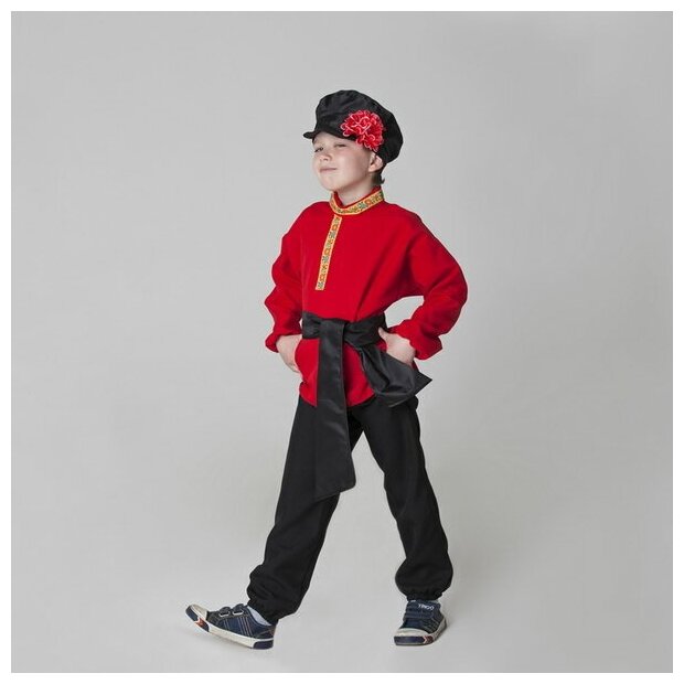 Карнавальный костюм для мальчика "Русский народный" рубашка брюки картуз кушак рост 116-122 см 5-6 лет