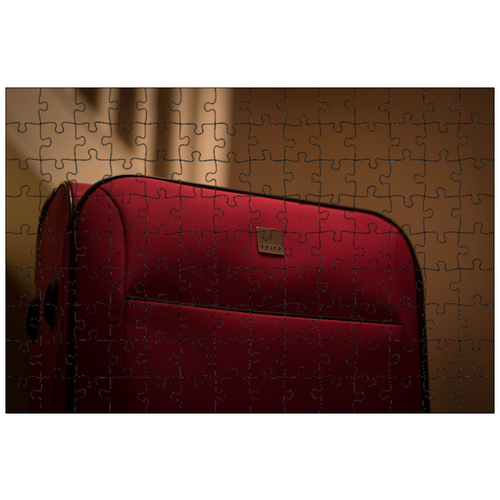 фото Магнитный пазл 27x18см."чемодан, багаж, красный" на холодильник lotsprints