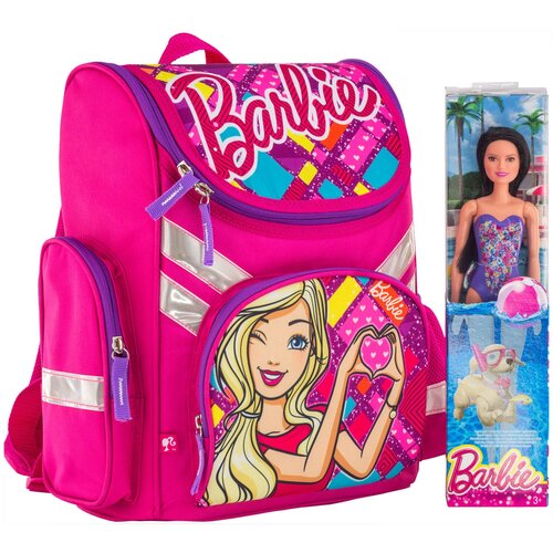 Ранец с жестким корпусом Barbie BREB-MT1-113F_p, для девочек. Кукла в подарок!