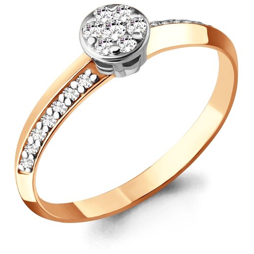 фото Золотое кольцо aquamarine 961445ак с бриллиантом diamant-online