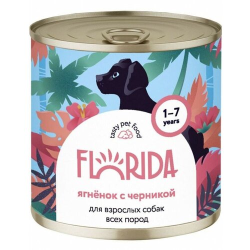 FLORIDA консервы для взрослых собак всех пород ягнёнок с черникой 400г