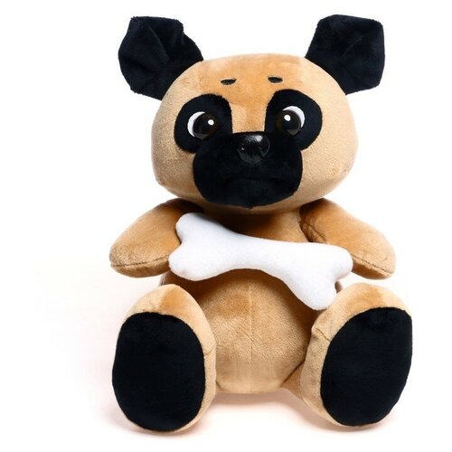 фото Мягкая игрушка «собака мопс», с косточкой, 25 см pomposhki