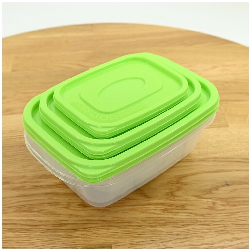 Набор контейнеров 6 шт (2х0.4л, 2х0.8л, 2х1.6л) для холодных и горячих продуктов, цвет салатовый - фотография № 9
