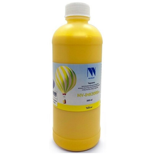 Чернила NV Print NV-INK500 Yellow Eco экосольвентные для устройств, печатающих головами Epson DX4/ 5/ 7 XP-607 (500ml)