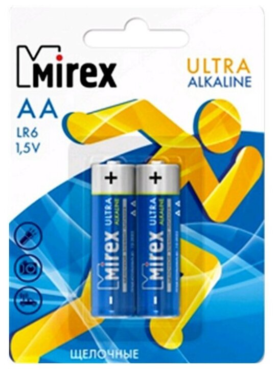 Батарея щелочная Mirex LR6 / AA 1,5V, 2 шт.. блистер