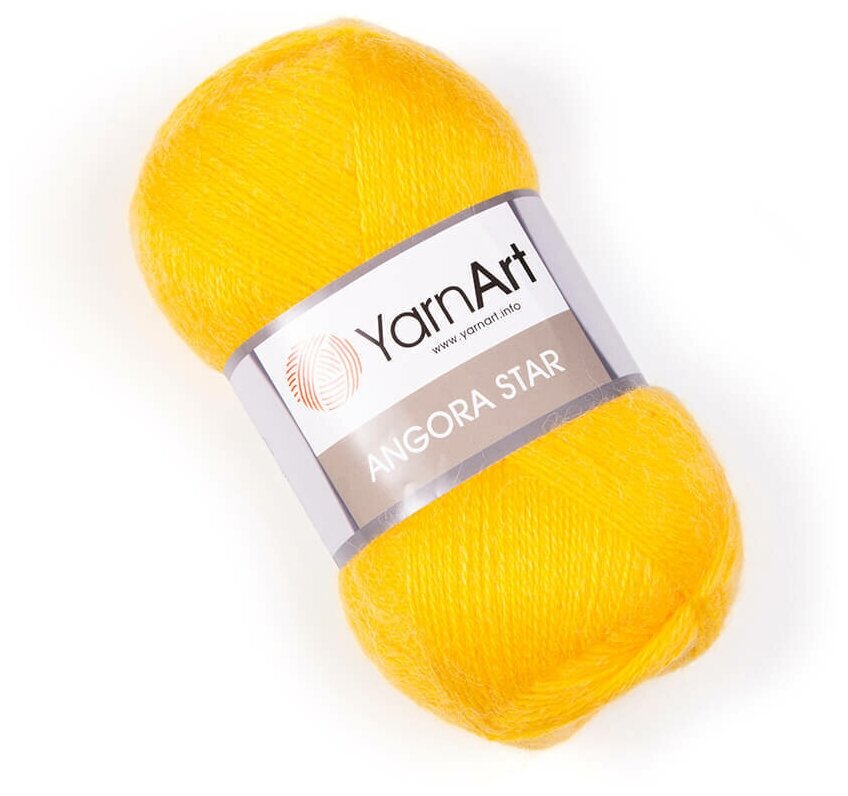 Пряжа YarnArt Angora Star (Ярнарт Ангора Стар) Нитки для вязания, 100г, 500м, 20% шерсть 80% акрил, цвет 3006 желтый, 1 шт.