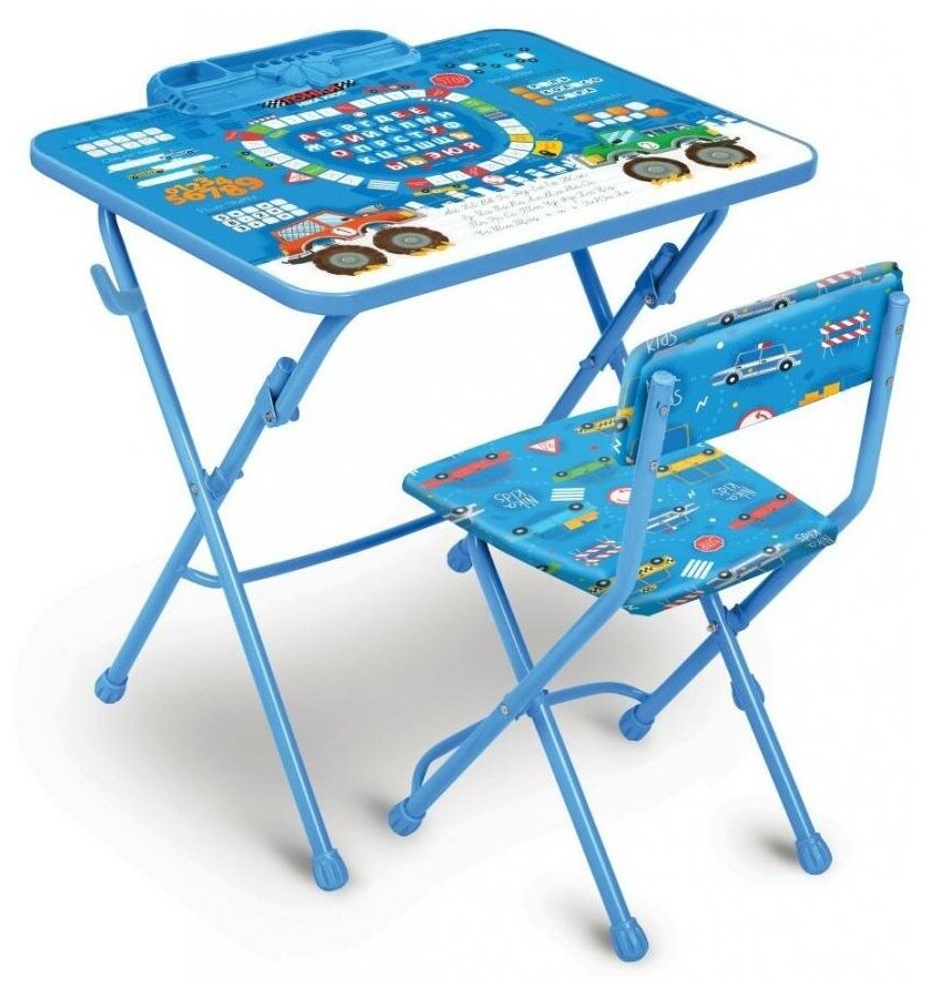 Комплект детской мебели НИКА КУ1/БГ Большие гонки, цвет каркаса голубой