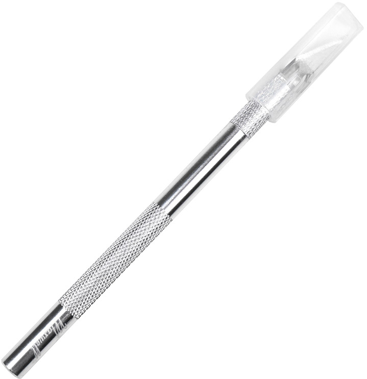 Макетный нож цанговый Maxwell арт. TBY. FC-01 аллюминий с лезвием цв. серебро