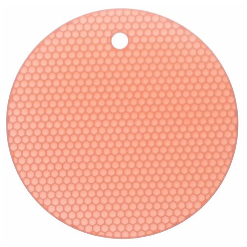 фото Прихватка - подставка под горячее круглая(2 шт), силиконовая прихватка для кухни, узор соты 18 см, розовые tuotown
