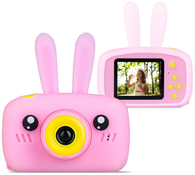Детский фотоаппарат GEPARD 1080P+ Игры / Поддержка 32G / Фотокамера "Зайчик", розовый цвет