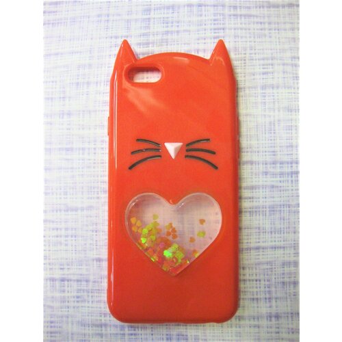 Чехол защитный для iPhone 6, iPhone 6S накладка "Котик", красный