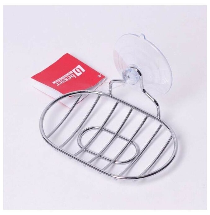 фото Мыльница овальная 13*9*4.5см хромированная на присоске