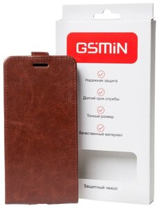 Фото Кожаный чехол-флип GSMIN Series Classic для Cubot Note Plus с магнитной застежкой (Коричневый)